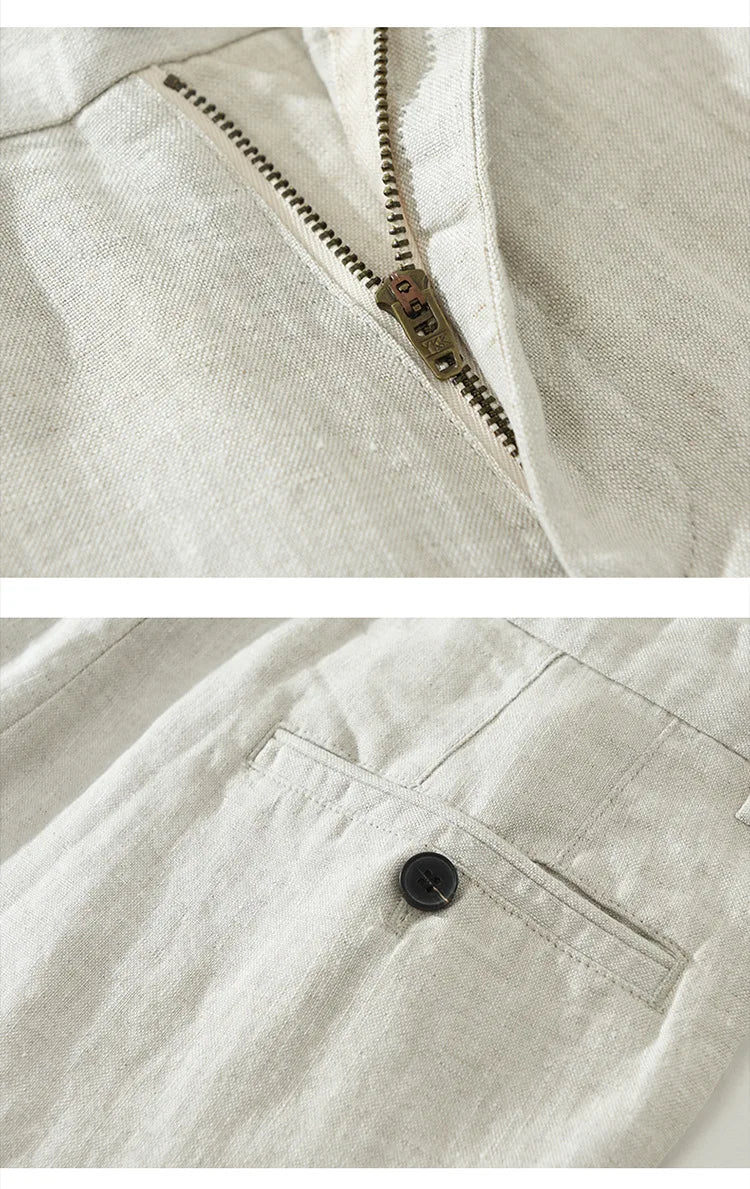 Men’s 100% Linen Casual Pants – Men Thin Breathable Trousers Men Big Size