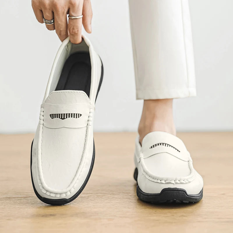 Designer Leather Slip-On Loafers Preppy Lightweight