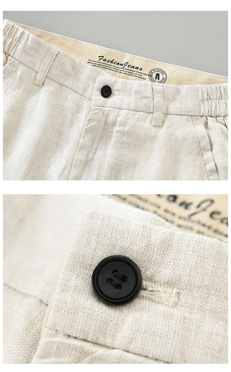 Breathable 100% Linen Casual Pants -  Clothing Slim Ankle-length Pants