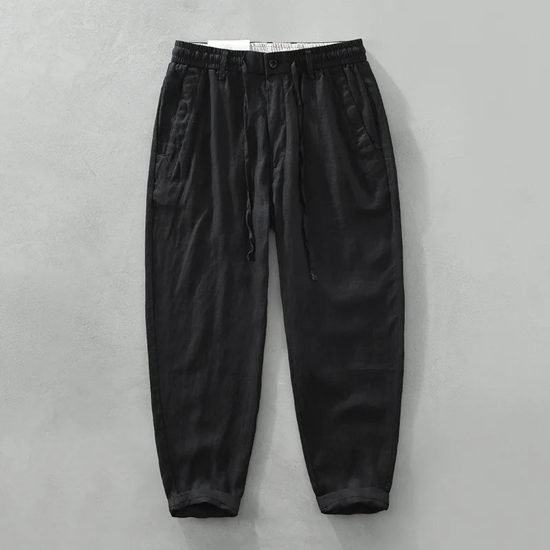 Pantaloni casual retrò da uomo in lino 100% - Abbigliamento da strada traspirante