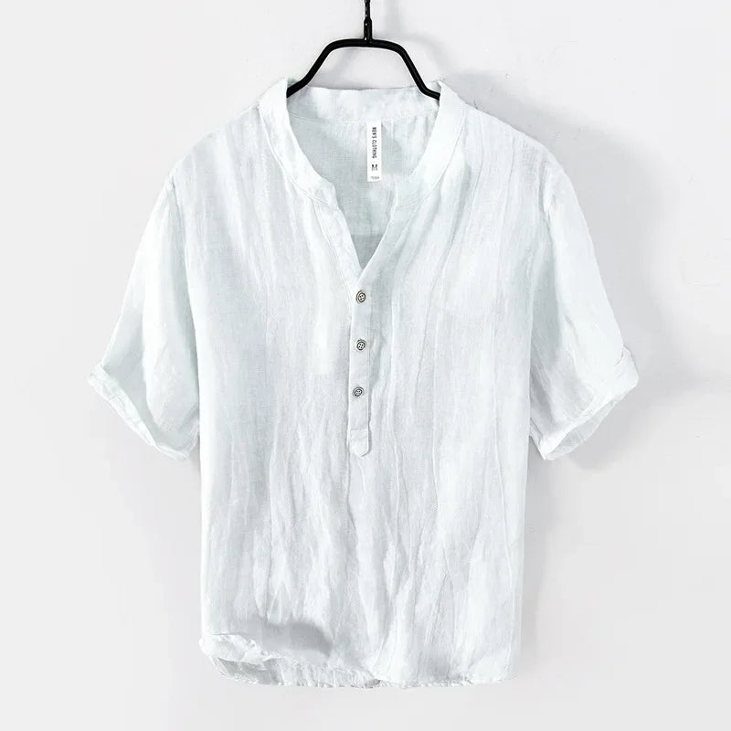 Vintage Men's lightweight short-sleeved 100% linen shirt