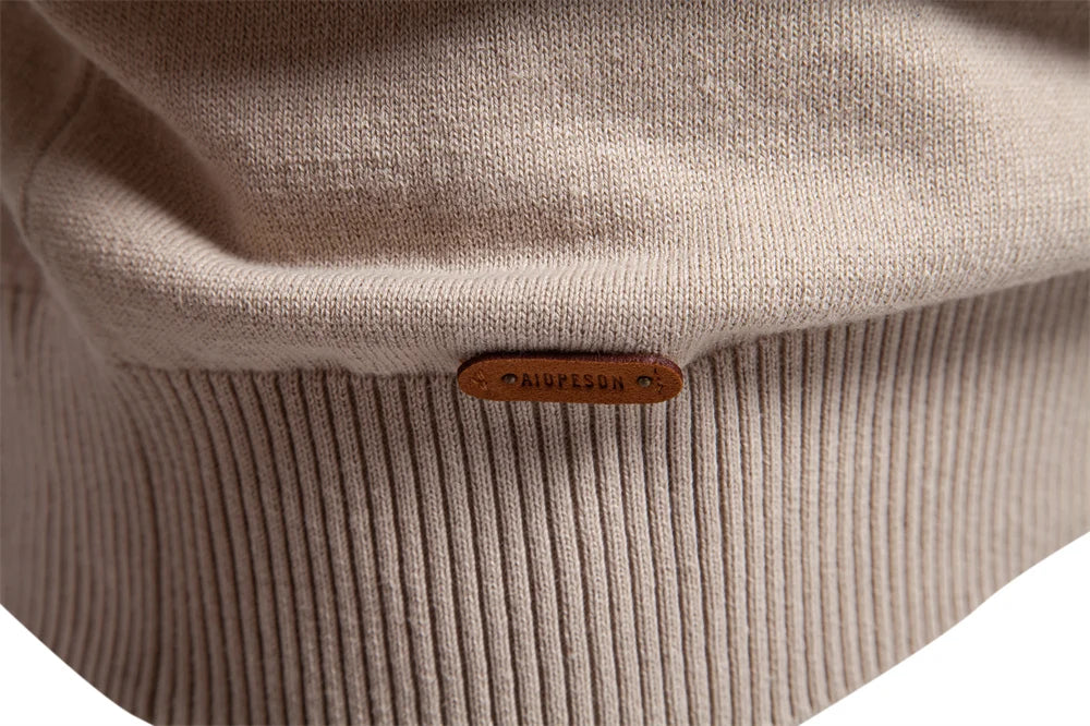Men’s Premium Cotton Knit Sweater – Striped Crewneck Pullover, Warm Autumn/Winter Style