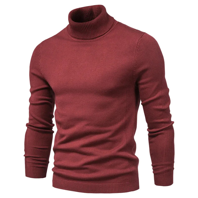 Men’s Classic Turtleneck Sweater – Slim Fit, Solid Color, Warm Winter Pullover