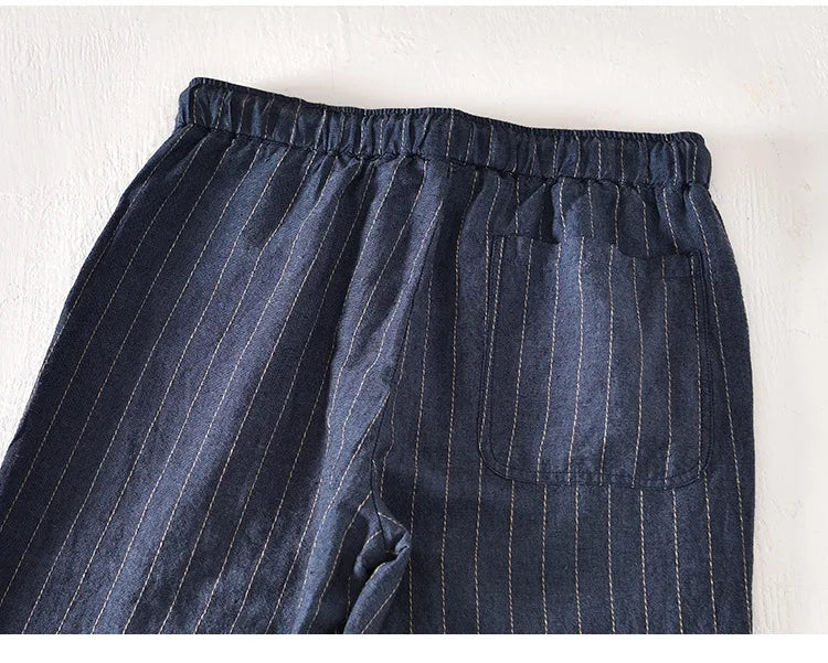 Men’s Linen And Cotton Pants – Subtle Stripes