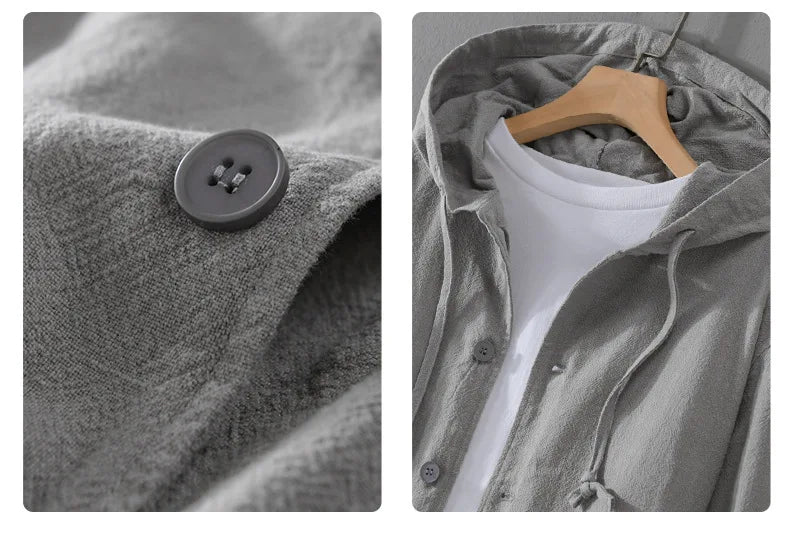 Giacca con cappuccio in lino da uomo – Leggera, casual e confortevole