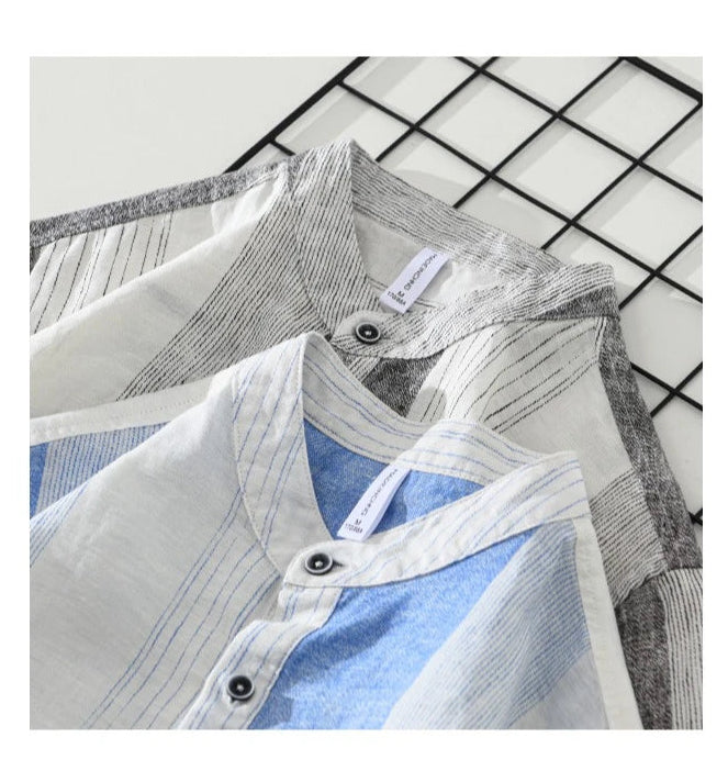 Men’s 100% Linen Shirt – Striped Design