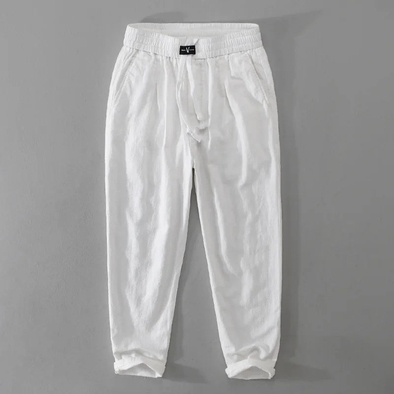 Pantaloni cargo da uomo in lino con coulisse – Stile casual leggero