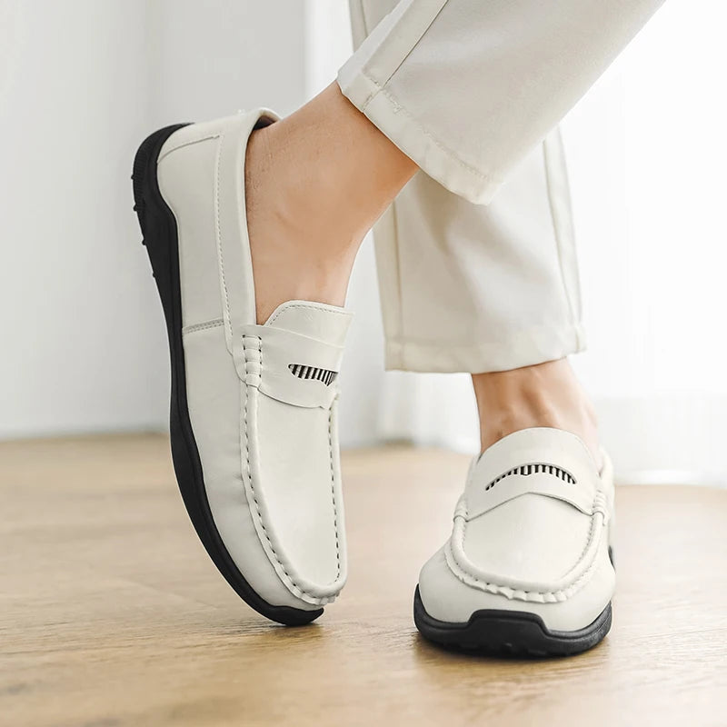 Designer Leather Slip-On Loafers Preppy Lightweight