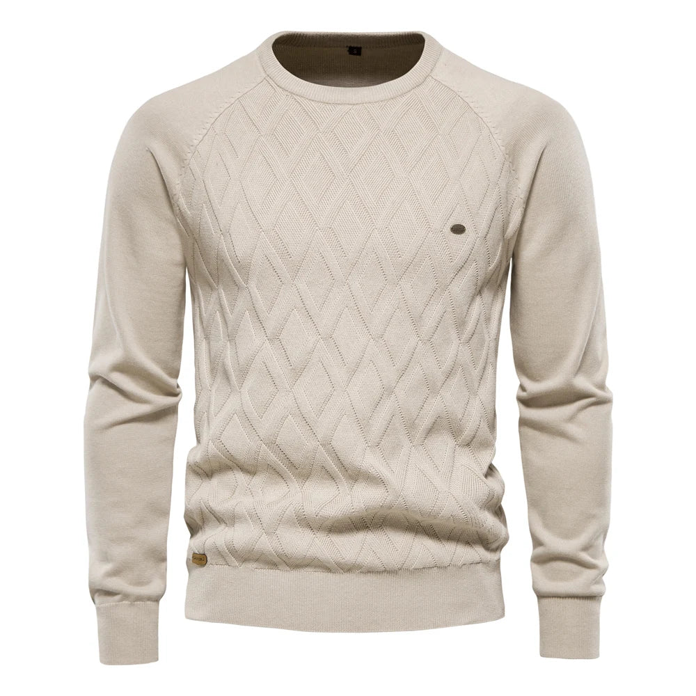 Maglione da uomo in maglia Argyle – Classico pullover invernale a maniche lunghe con scollo a V
