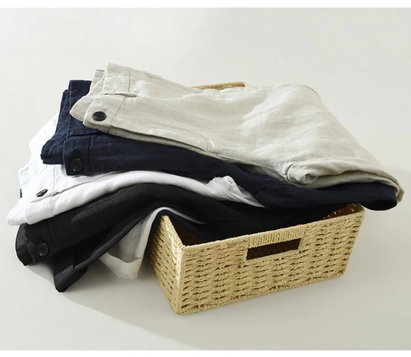 Men’s 100% Linen Casual Pants – Men Thin Breathable Trousers Men Big Size