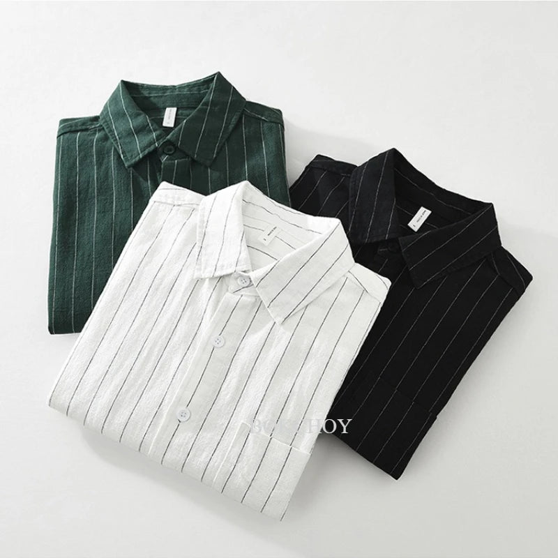 Striped 100% Linen Shirt – Modern Sophistication, Classic Comfort