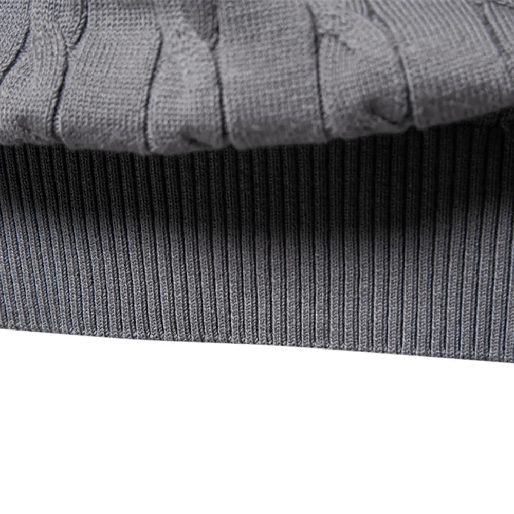 Men’s Embroidered Cotton Sweater – Classic Cable Knit Crewneck Pullover