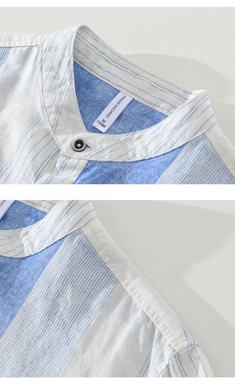 Men’s 100% Linen Shirt – Striped Design
