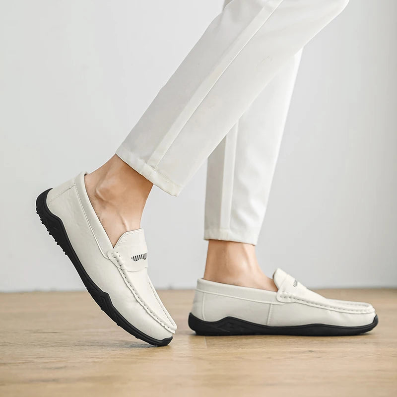 Designer Leather Slip-On Loafers Preppy Lightweight