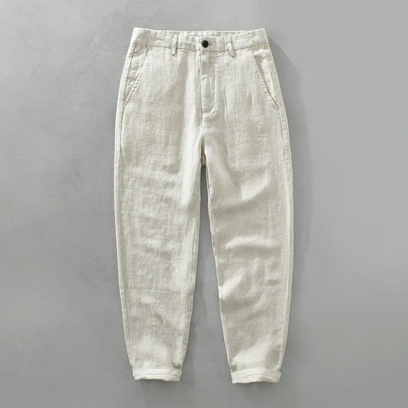 Men’s 100% Linen Casual Pants – Men Thin Breathable Trousers Men Big Size