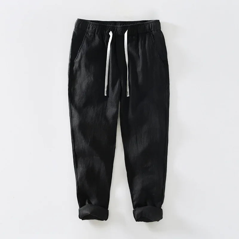 Camicia da uomo a maniche corte in lino 100% – T-shirt casual estiva leggera e slim fit