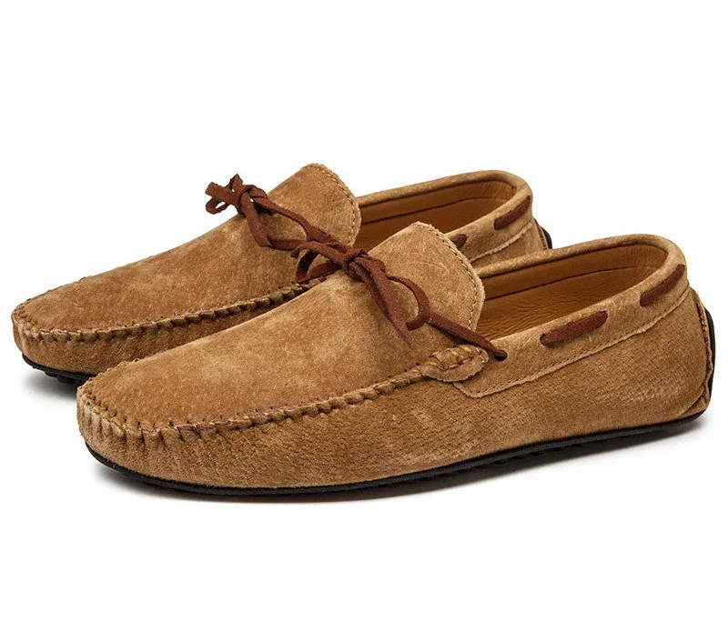 Mocassini da uomo in vera pelle verde – traspiranti, casual, slip-on