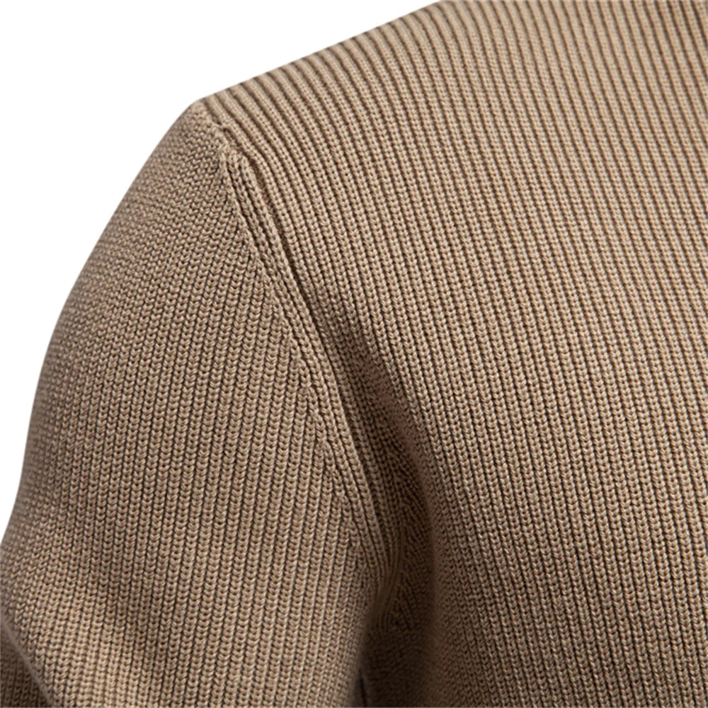 Men’s Mock Neck Button Sweater – Cotton Knit Pullover, Smart Casual Winter Style