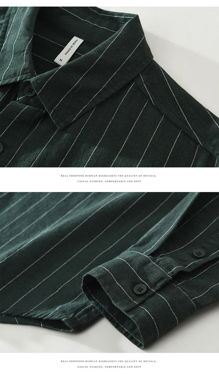 Striped 100% Linen Shirt – Modern Sophistication, Classic Comfort