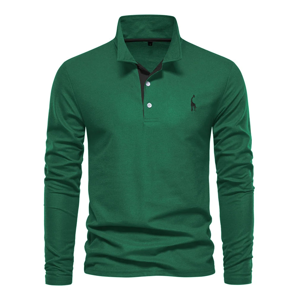 New Men's Embroidery Polo Long Sleeve Social