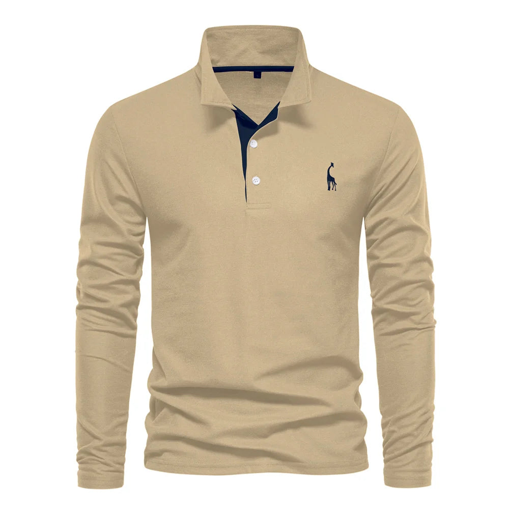New Men's Embroidery Polo Long Sleeve Social