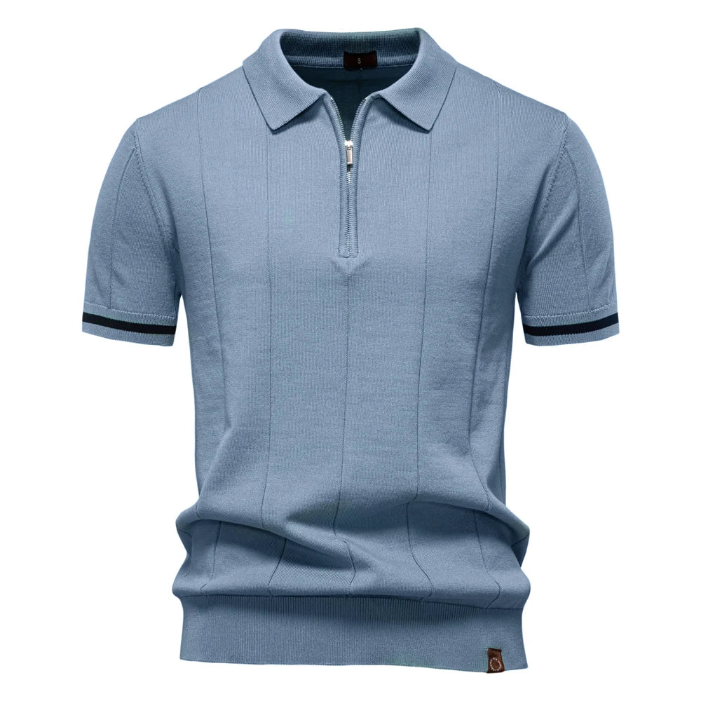 Men's zip-up athletic, formal, office sports polo shirt