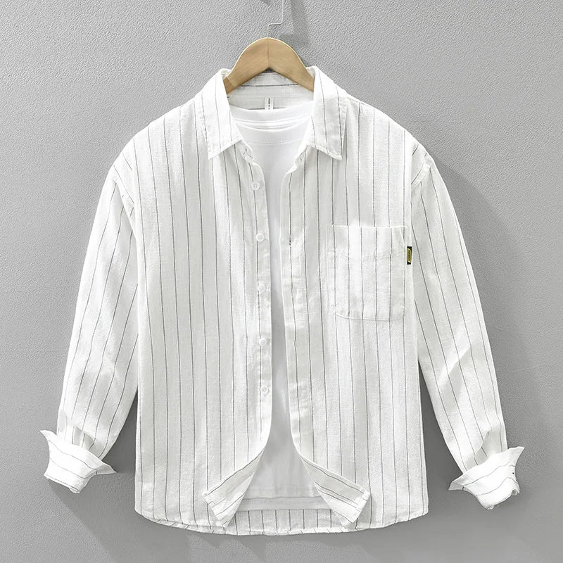 Striped 100% Linen Shirt – Modern Sophistication, Classic Comfort