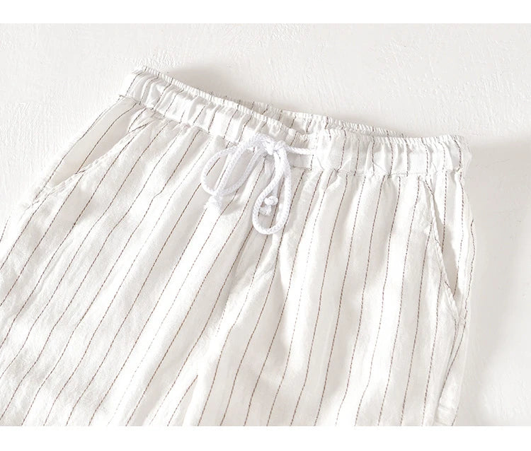 Men’s Linen And Cotton Pants – Subtle Stripes