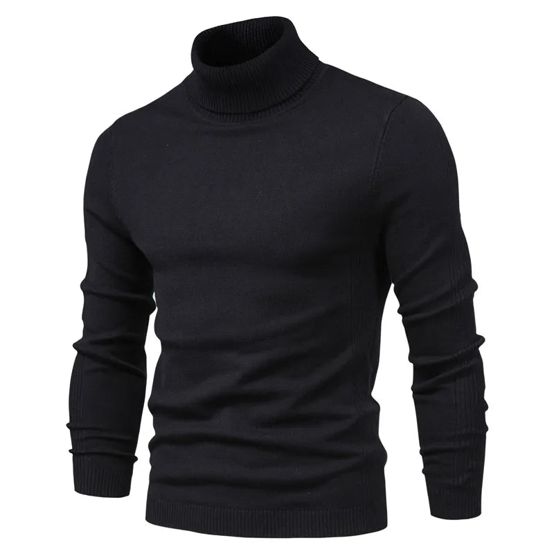 Men’s Classic Turtleneck Sweater – Slim Fit, Solid Color, Warm Winter Pullover