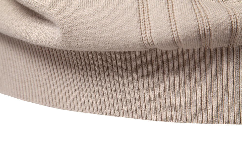 Men’s Premium Cotton Knit Sweater – Striped Crewneck Pullover, Warm Autumn/Winter Style
