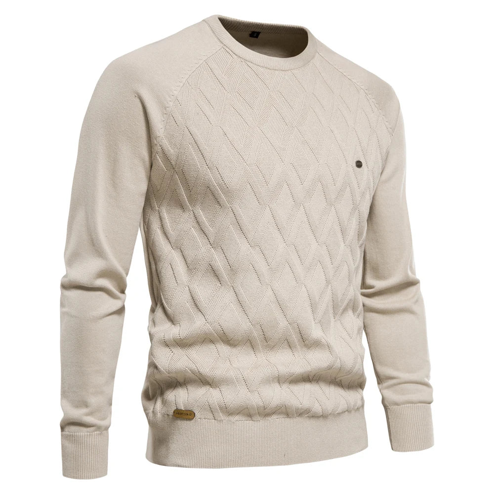 Maglione da uomo in maglia Argyle – Classico pullover invernale a maniche lunghe con scollo a V