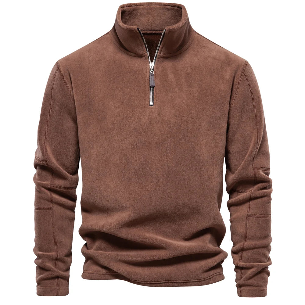 Men’s Fleece Zip Pullover Jacket – Thick Warm Soft Shell, Premium Winter Wear