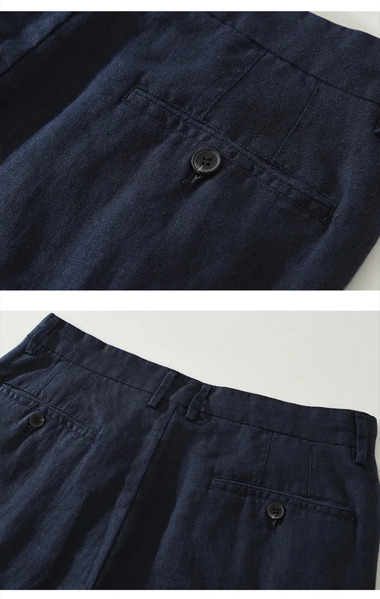 Men’s 100% Linen Casual Pants – Men Thin Breathable Trousers Men Big Size