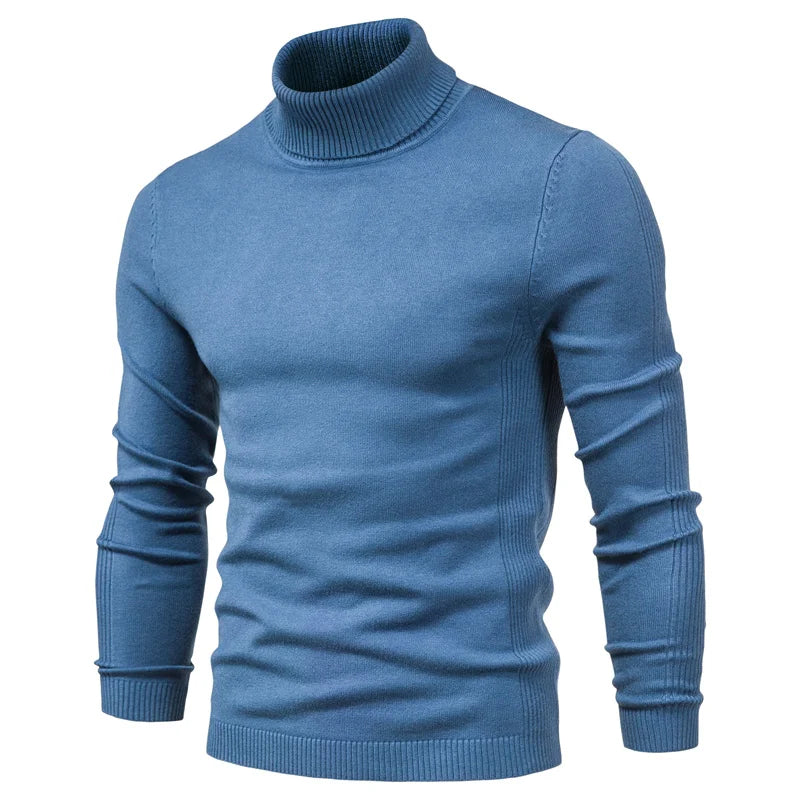 Men’s Classic Turtleneck Sweater – Slim Fit, Solid Color, Warm Winter Pullover