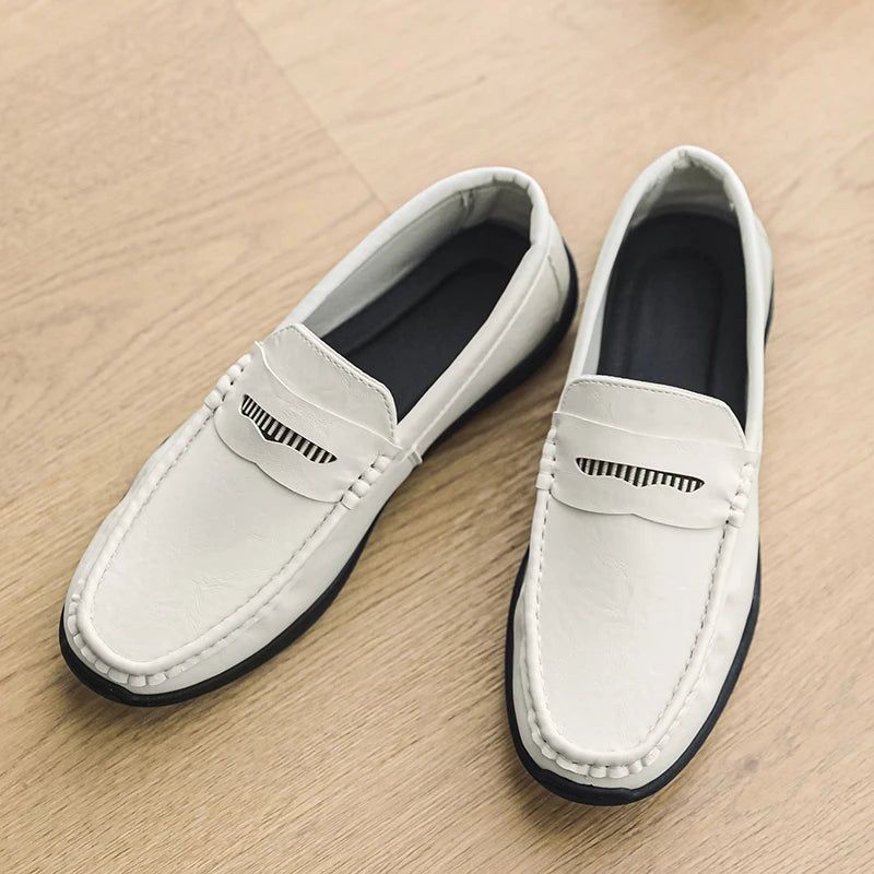 Designer Leather Slip-On Loafers Preppy Lightweight