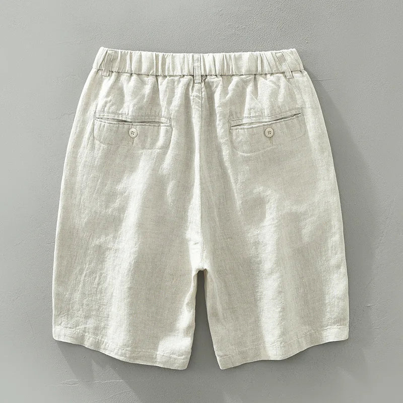 Simple Loose Breathable 100% Linen Shorts - Clothing Thin Straight Big Pockets
