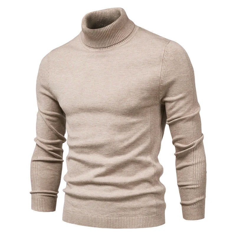 Men’s Classic Turtleneck Sweater – Slim Fit, Solid Color, Warm Winter Pullover