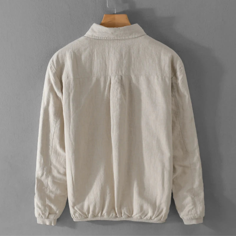 Giacca casual da uomo in cotone e lino – Capospalla leggero per primavera e autunno