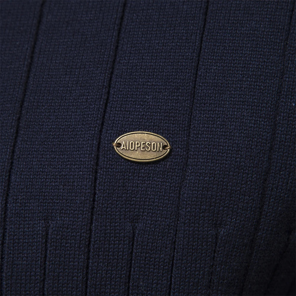 Men’s Half-Zip Cotton Sweater – Mock Neck Knit Pullover, Autumn/Winter Edition