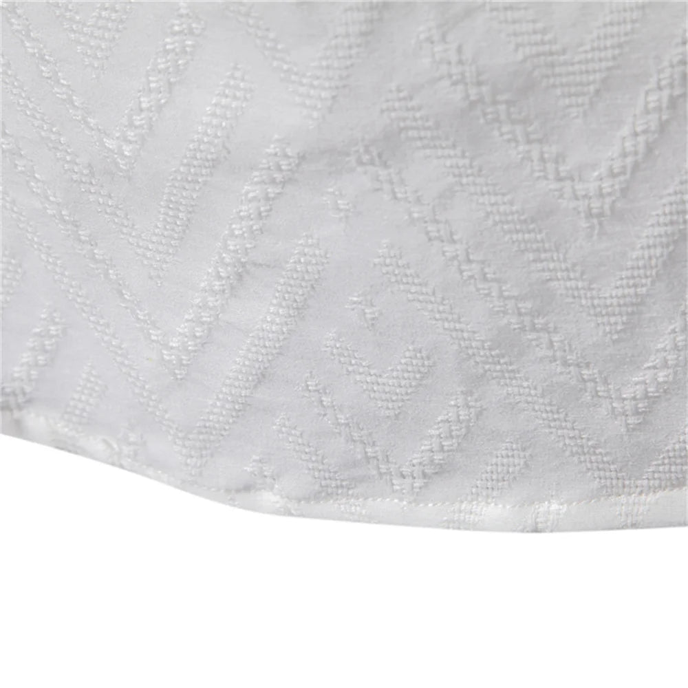 Camicia da uomo a maniche lunghe in cotone 100% con mezza abbottonatura – Classica casual business