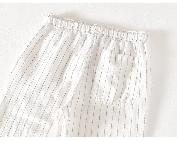 Men’s Linen And Cotton Pants – Subtle Stripes
