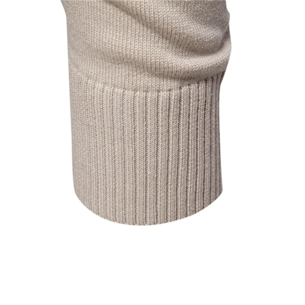 Maglione in maglia di cotone con scollo a V da uomo – Pullover casual classico a maniche lunghe