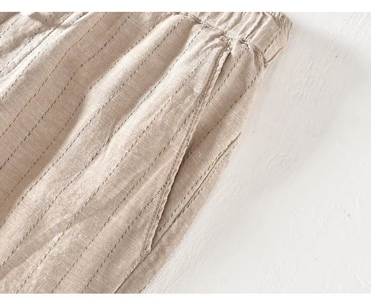 Men’s Linen And Cotton Pants – Subtle Stripes