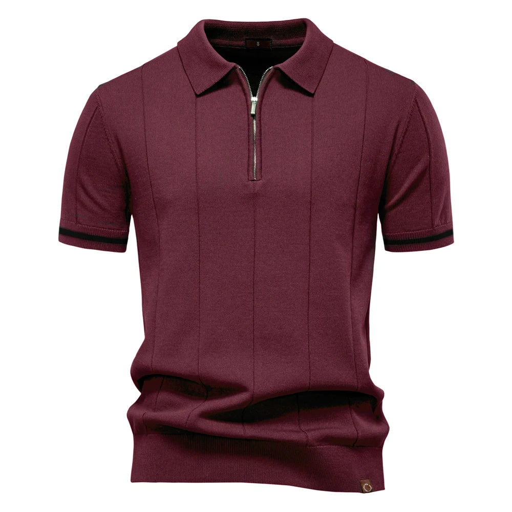 Men's zip-up athletic, formal, office sports polo shirt