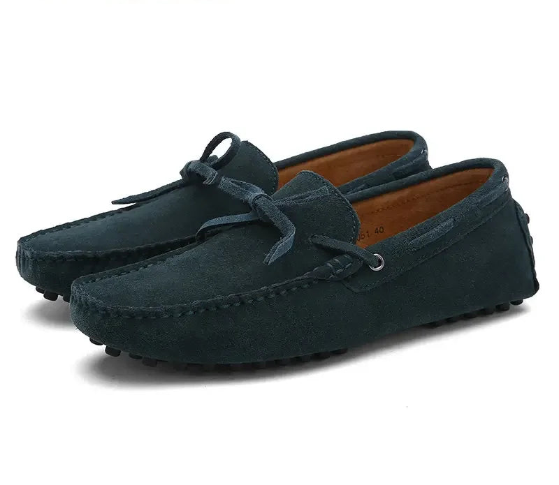Mocassini da uomo in vera pelle verde – traspiranti, casual, slip-on