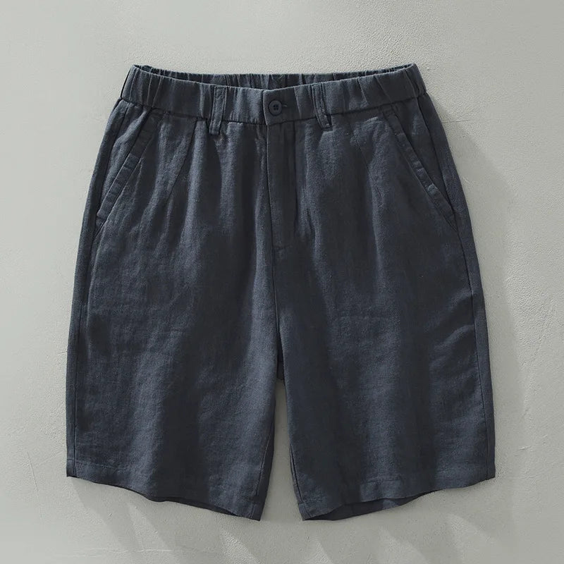 Simple Loose Breathable 100% Linen Shorts - Clothing Thin Straight Big Pockets