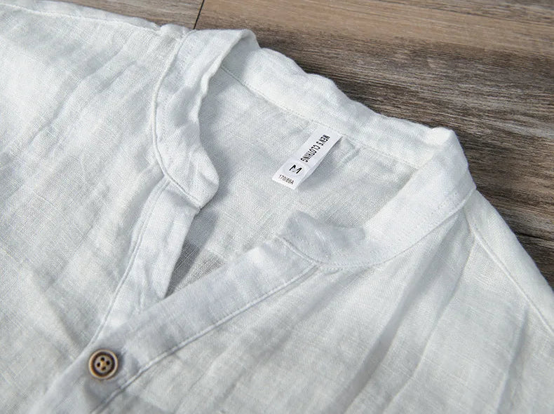 Vintage Men's lightweight short-sleeved 100% linen shirt