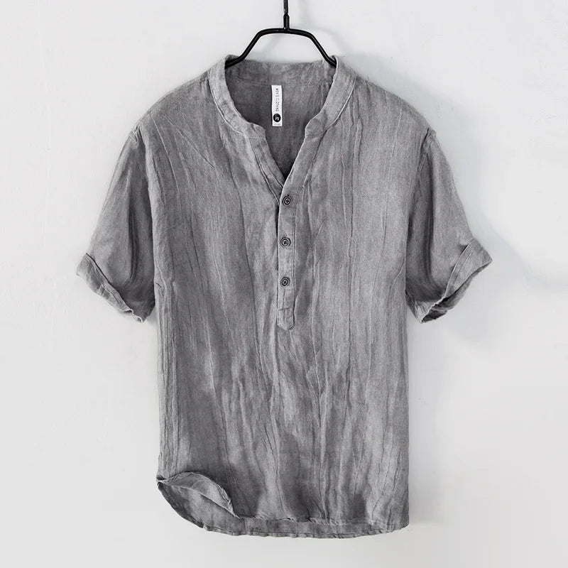 Vintage Men's lightweight short-sleeved 100% linen shirt