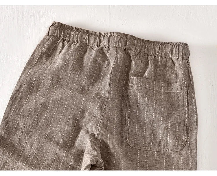 Men’s Linen And Cotton Pants – Subtle Stripes
