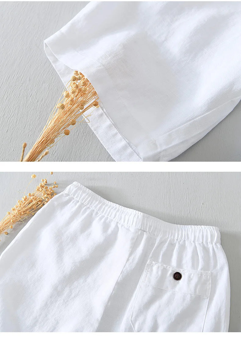 Completo estivo casual traspirante con pantaloncini e camicia a maniche corte per uomo